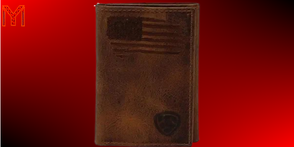 M & F Mens Trifold USA Flag & Logo Leather Wallet